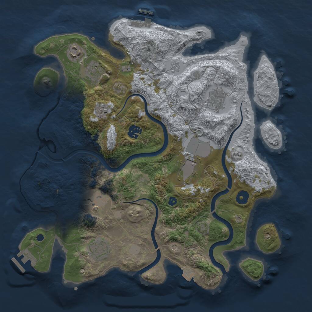 Rust Map: Procedural Map, Size: 3500, Seed: 57384657, 14 Monuments