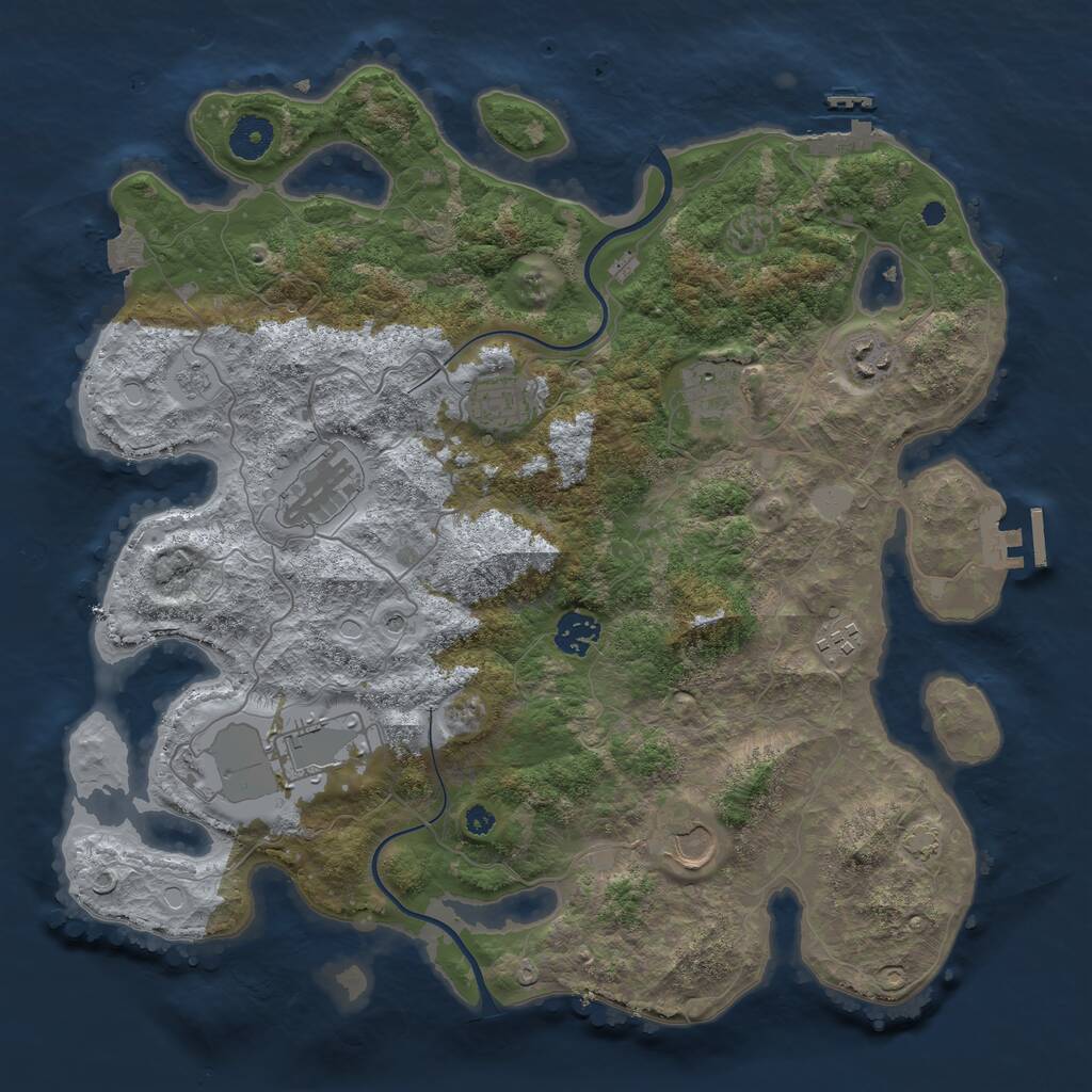 Rust Map: Procedural Map, Size: 3750, Seed: 1414399482, 14 Monuments