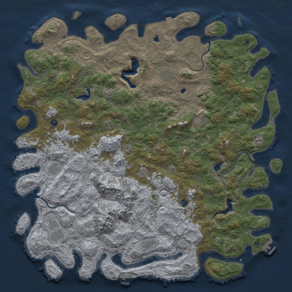 Rust Map: Procedural Map, Size: 6000, Seed: 58386, 17 Monuments
