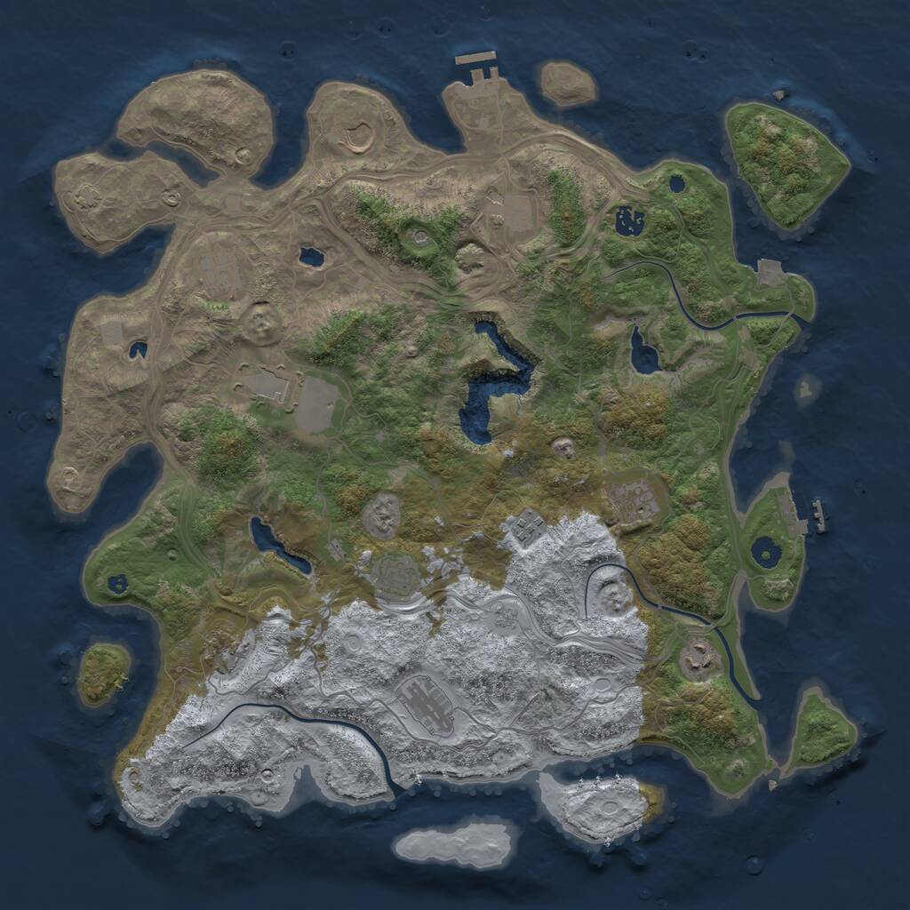 Rust Map: Procedural Map, Size: 4500, Seed: 20777, 17 Monuments