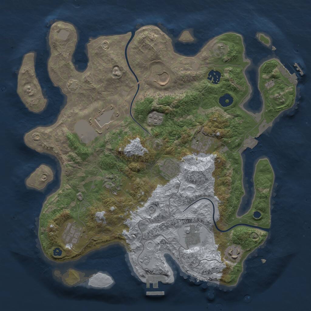 Rust Map: Procedural Map, Size: 3500, Seed: 1118027615, 16 Monuments