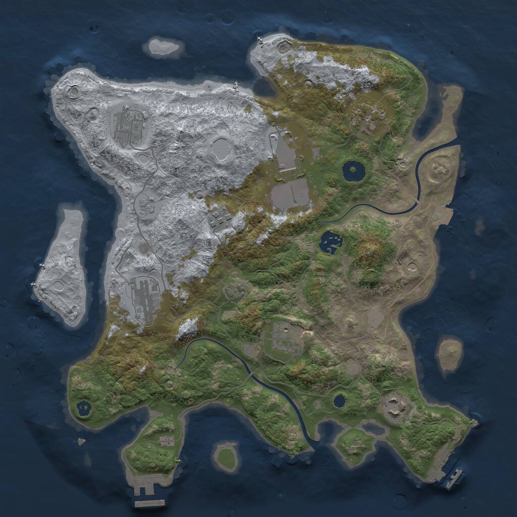 Rust Map: Procedural Map, Size: 3500, Seed: 1237888383, 14 Monuments