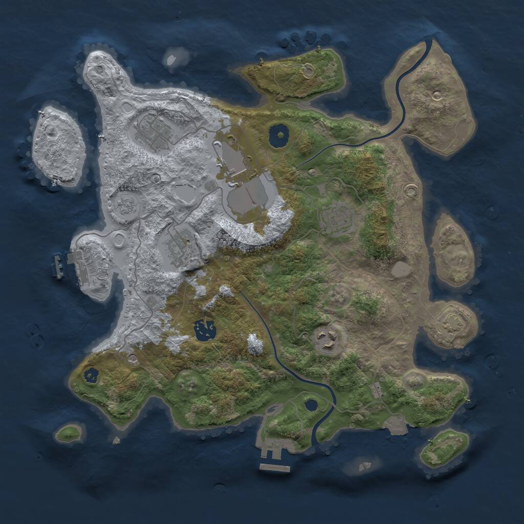 Rust Map: Procedural Map, Size: 3500, Seed: 2004555021, 12 Monuments