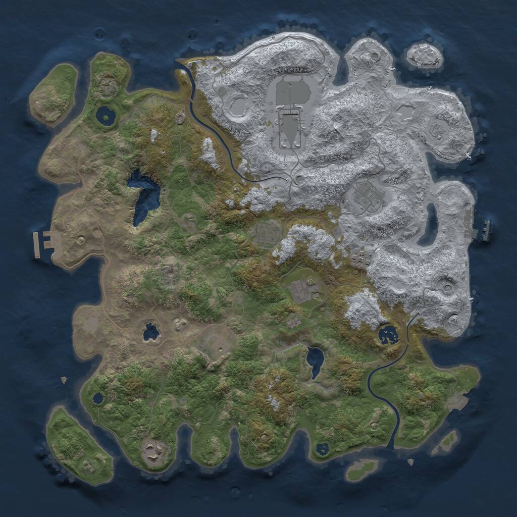 Rust Map: Procedural Map, Size: 4000, Seed: 1028629929, 14 Monuments