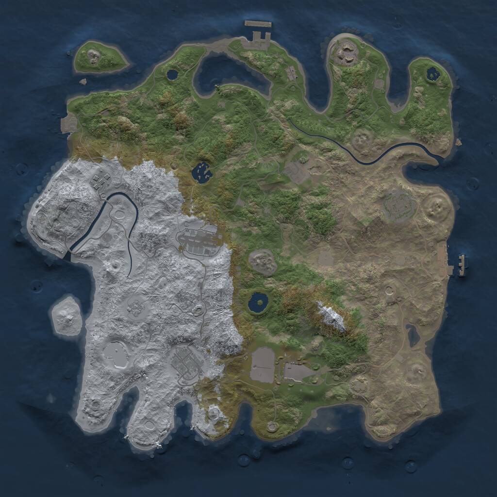 Rust Map: Procedural Map, Size: 3750, Seed: 190687039, 14 Monuments