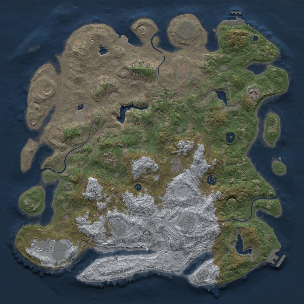 Rust Map: Procedural Map, Size: 4500, Seed: 42773076, 17 Monuments