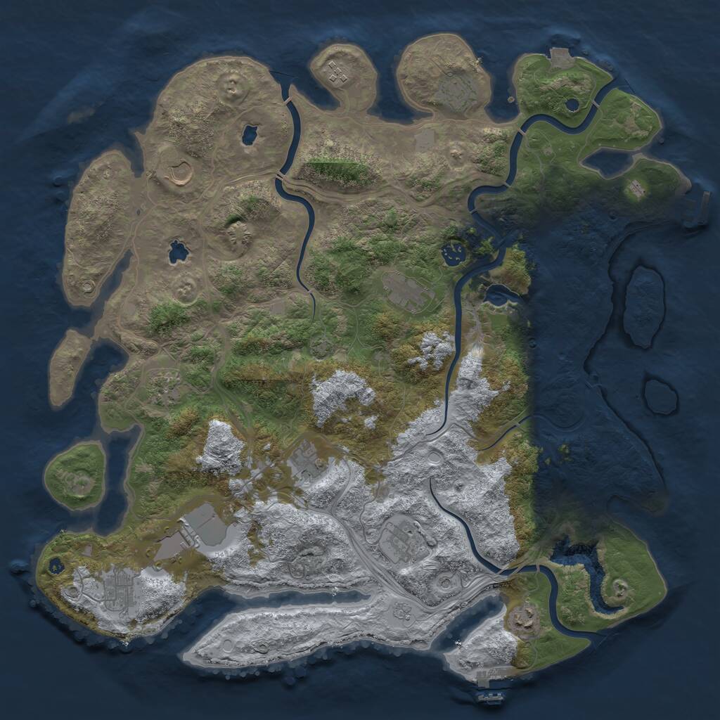 Rust Map: Procedural Map, Size: 4500, Seed: 42773076, 17 Monuments