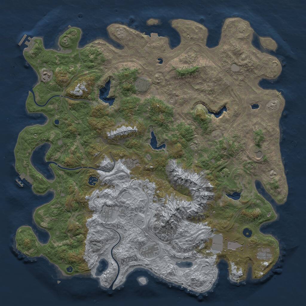 Rust Map: Procedural Map, Size: 5000, Seed: 2145277203, 17 Monuments