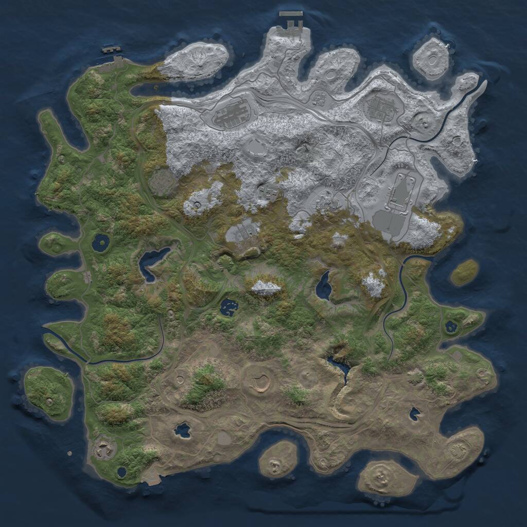 Rust Map: Procedural Map, Size: 4500, Seed: 2124004553, 16 Monuments