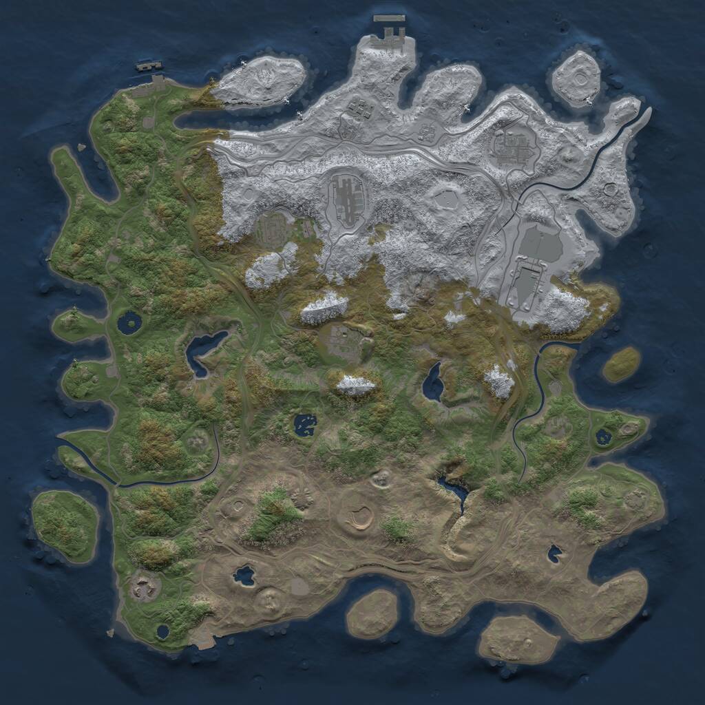 Rust Map: Procedural Map, Size: 4500, Seed: 2124004553, 15 Monuments