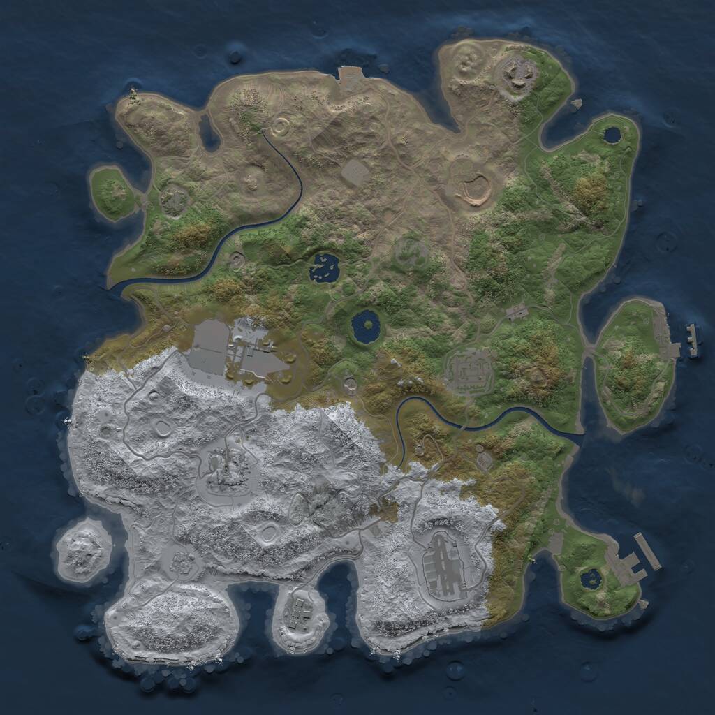 Rust Map: Procedural Map, Size: 3500, Seed: 1403017532, 14 Monuments