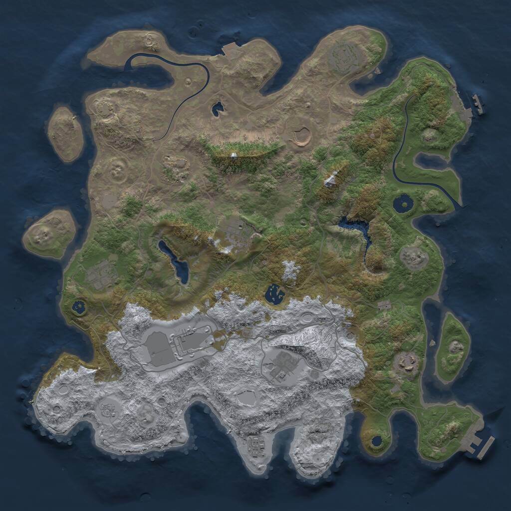 Rust Map: Procedural Map, Size: 4000, Seed: 14031999, 16 Monuments