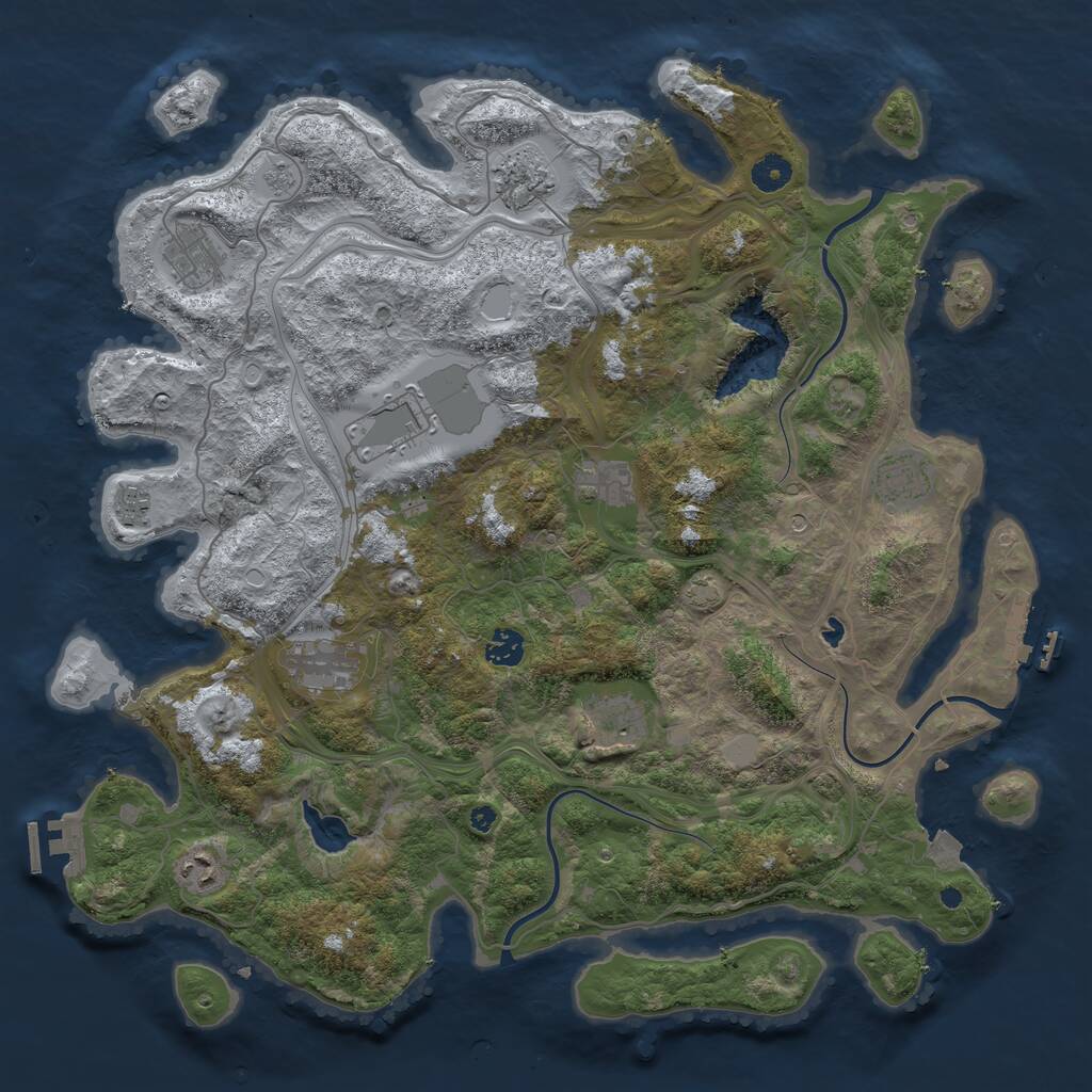 Rust Map: Procedural Map, Size: 4250, Seed: 527706225, 16 Monuments