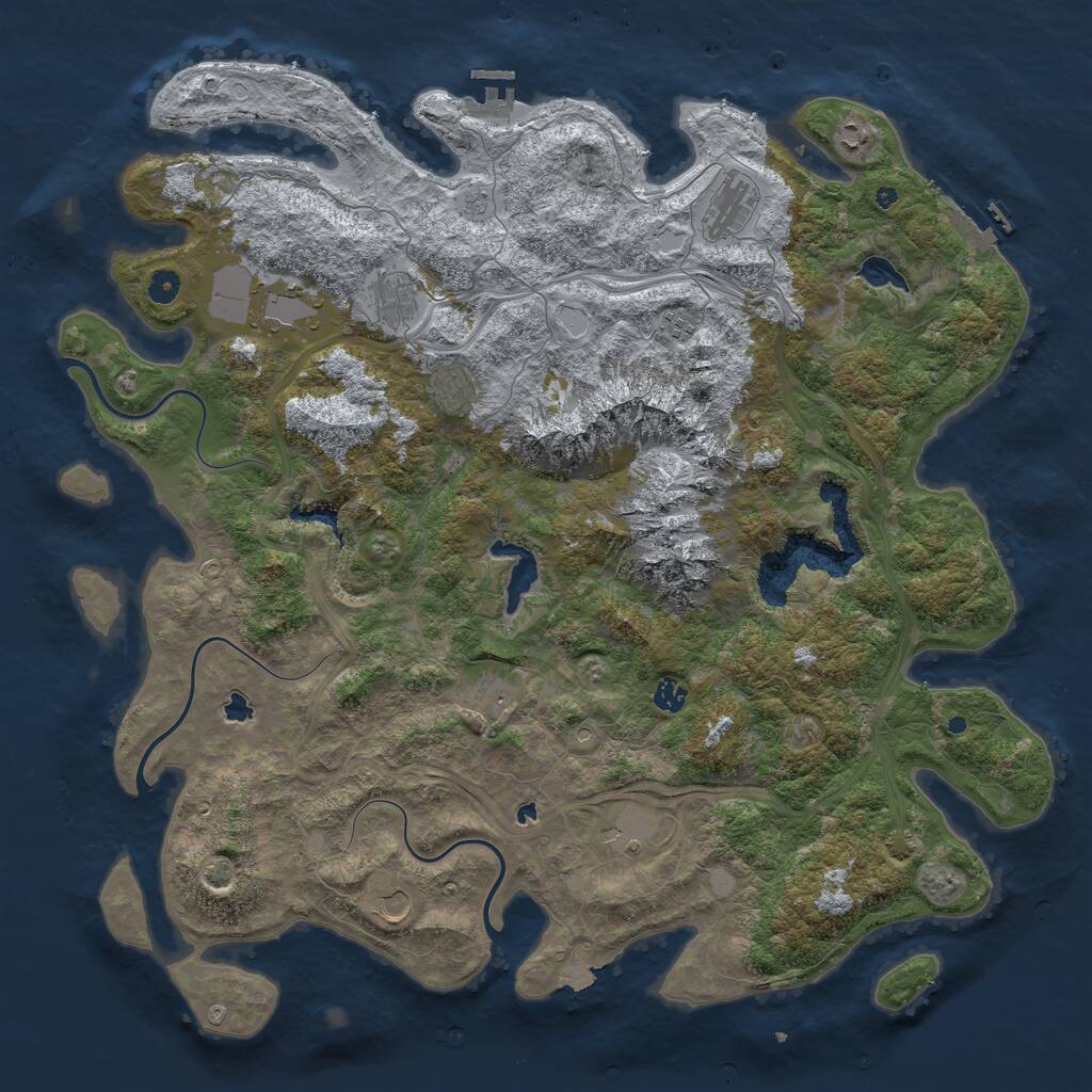 Rust Map: Procedural Map, Size: 5000, Seed: 1247317168, 16 Monuments