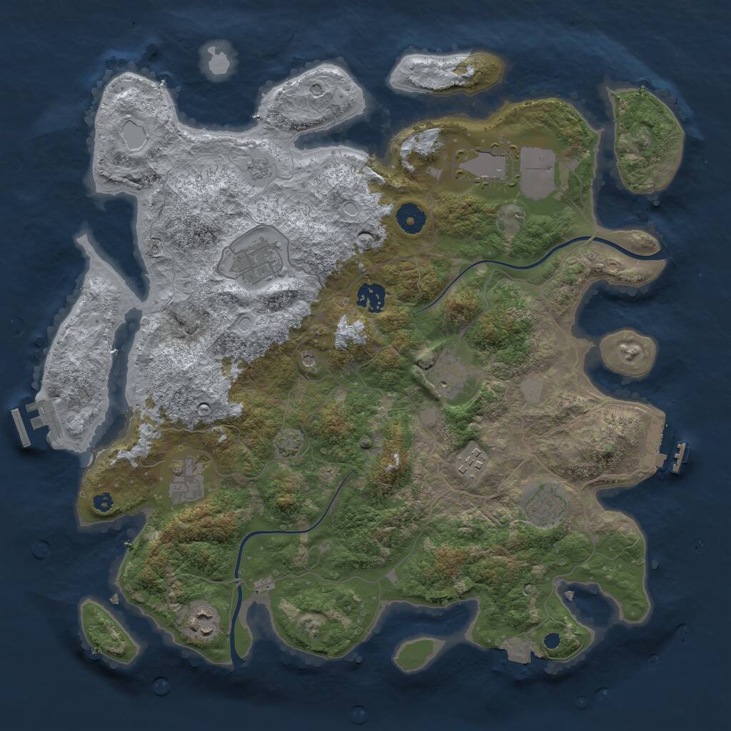 Rust Map: Procedural Map, Size: 3750, Seed: 521551, 14 Monuments