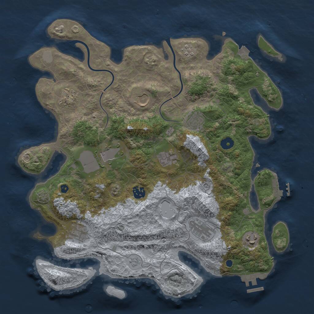 Rust Map: Procedural Map, Size: 3750, Seed: 1464390942, 16 Monuments