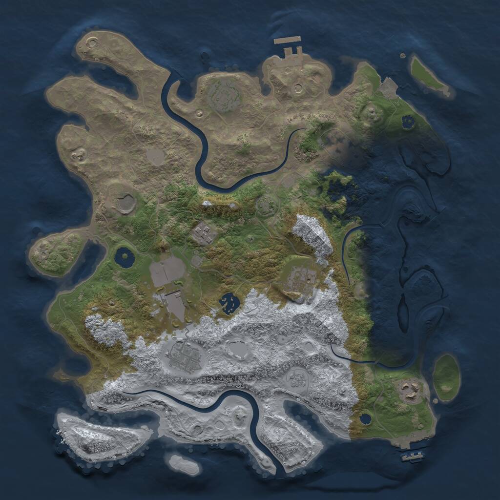 Rust Map: Procedural Map, Size: 3750, Seed: 1464390942, 15 Monuments