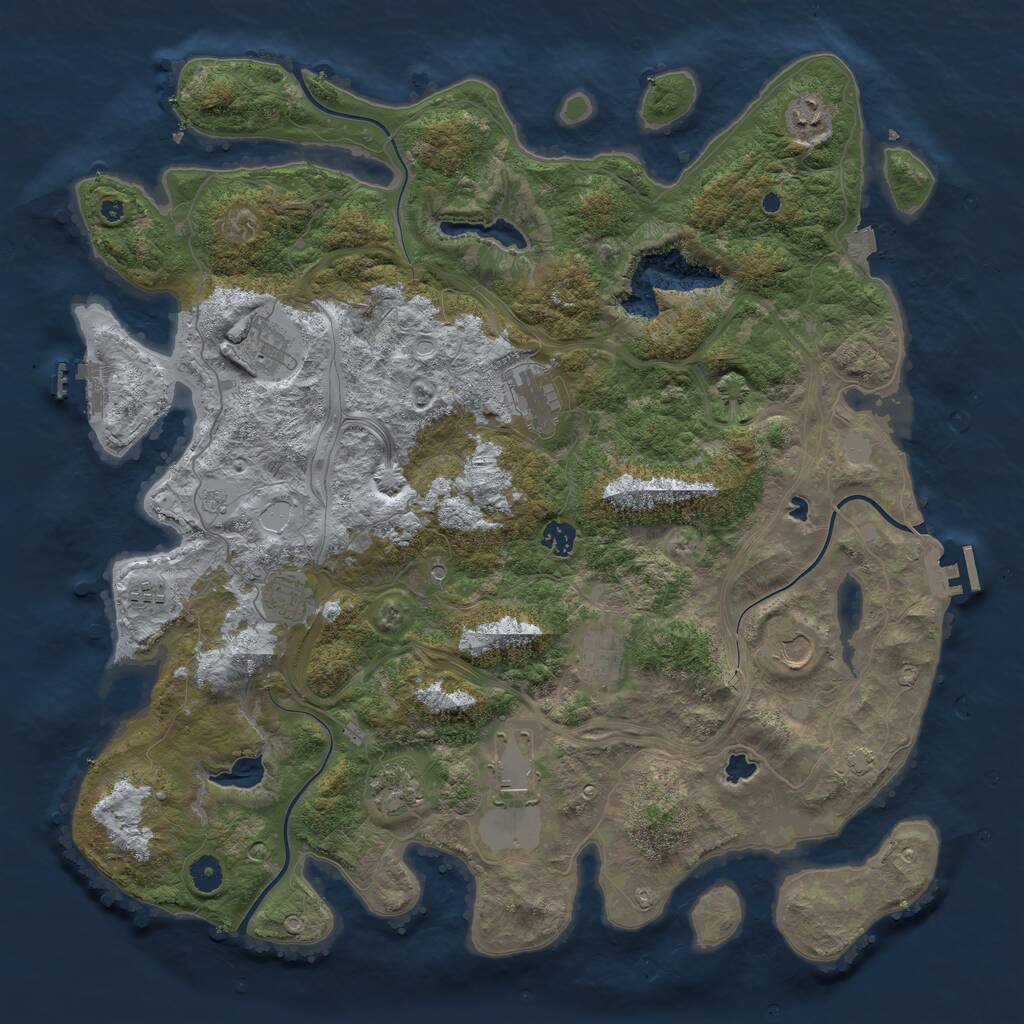 Rust Map: Procedural Map, Size: 4500, Seed: 1176708890, 16 Monuments