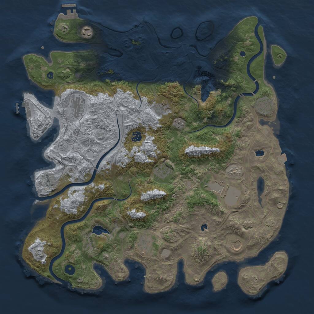 Rust Map: Procedural Map, Size: 4500, Seed: 1176708890, 16 Monuments