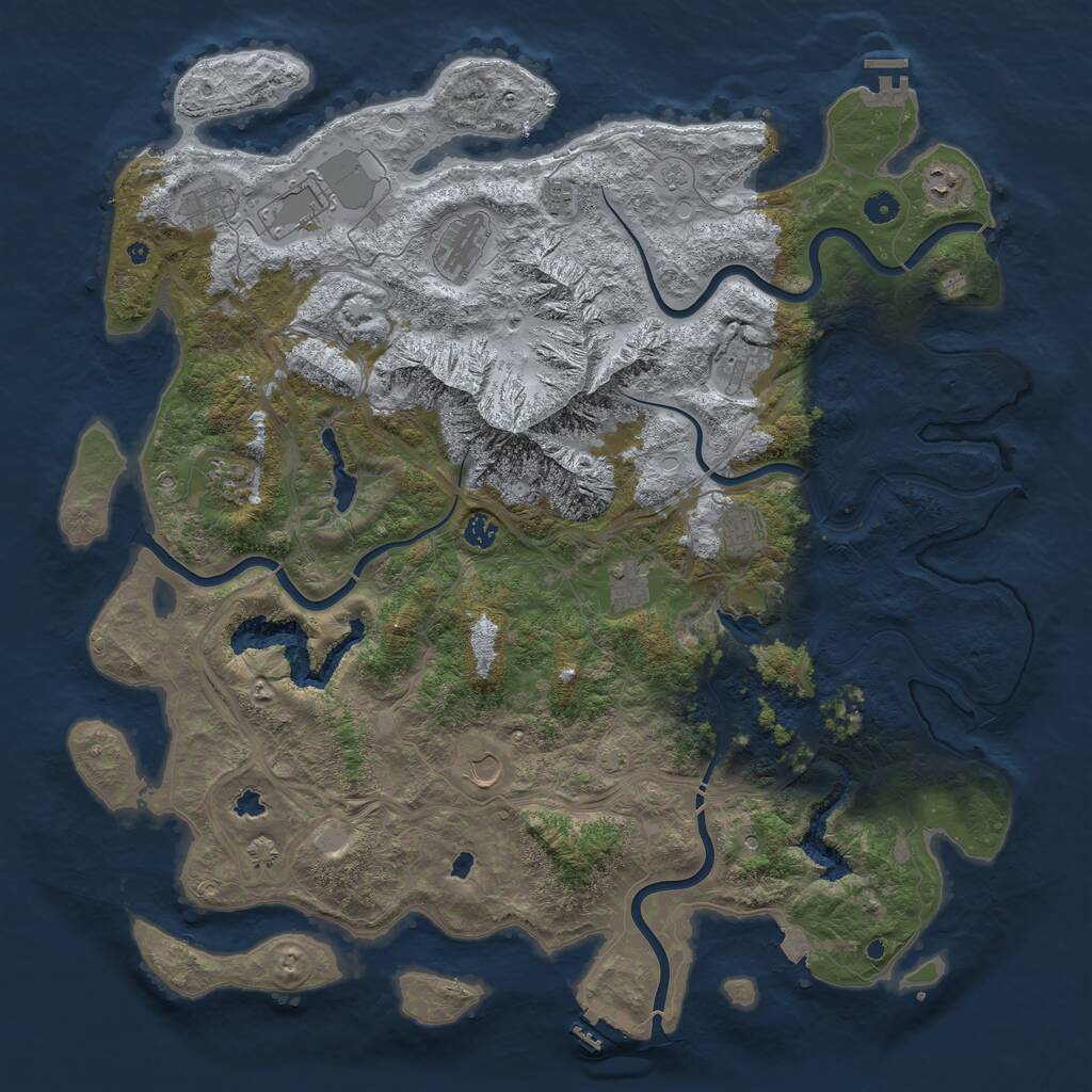 Rust Map: Procedural Map, Size: 5000, Seed: 1823053232, 17 Monuments
