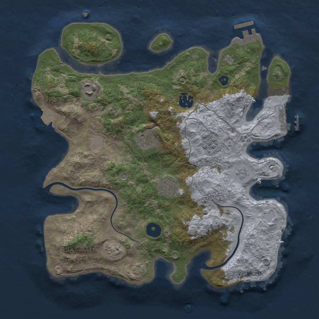 Rust Map: Procedural Map, Size: 3250, Seed: 1346258407, 11 Monuments