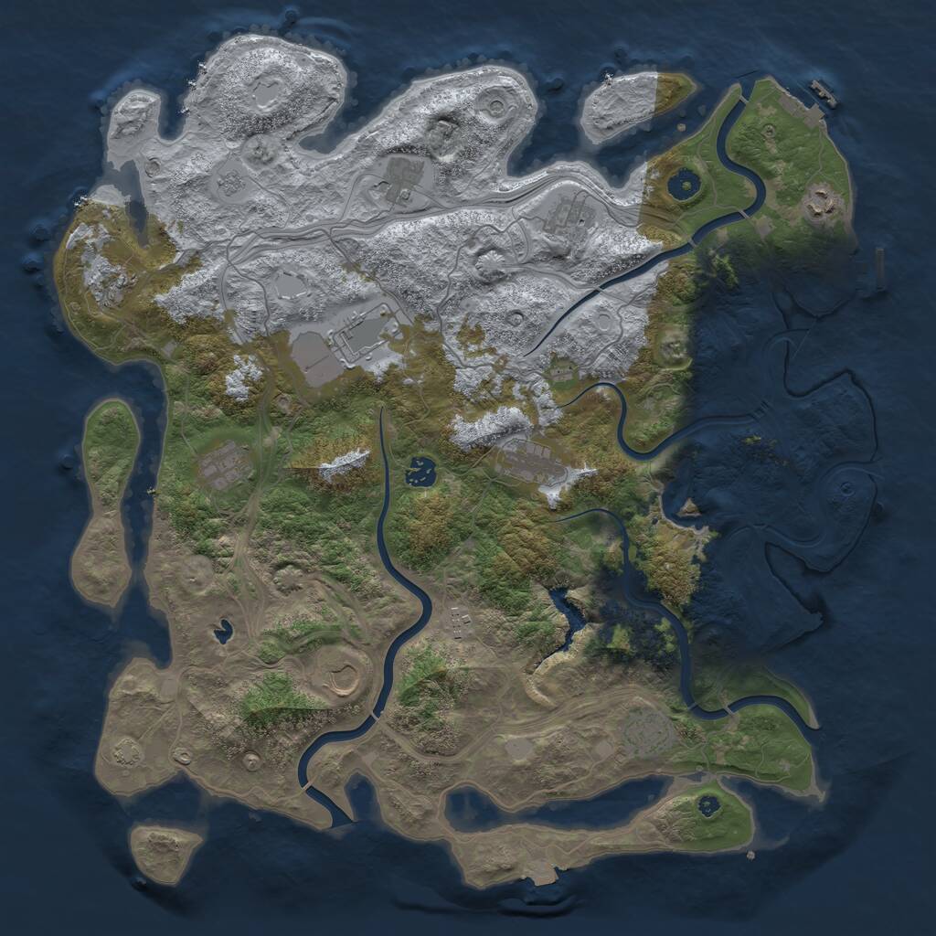 Rust Map: Procedural Map, Size: 4500, Seed: 6012, 17 Monuments