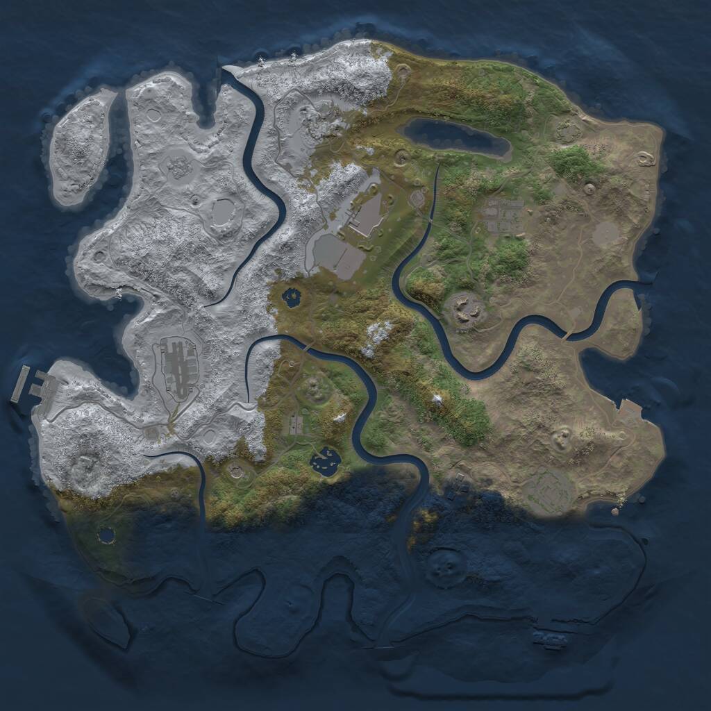 Rust Map: Procedural Map, Size: 3750, Seed: 102002399, 14 Monuments