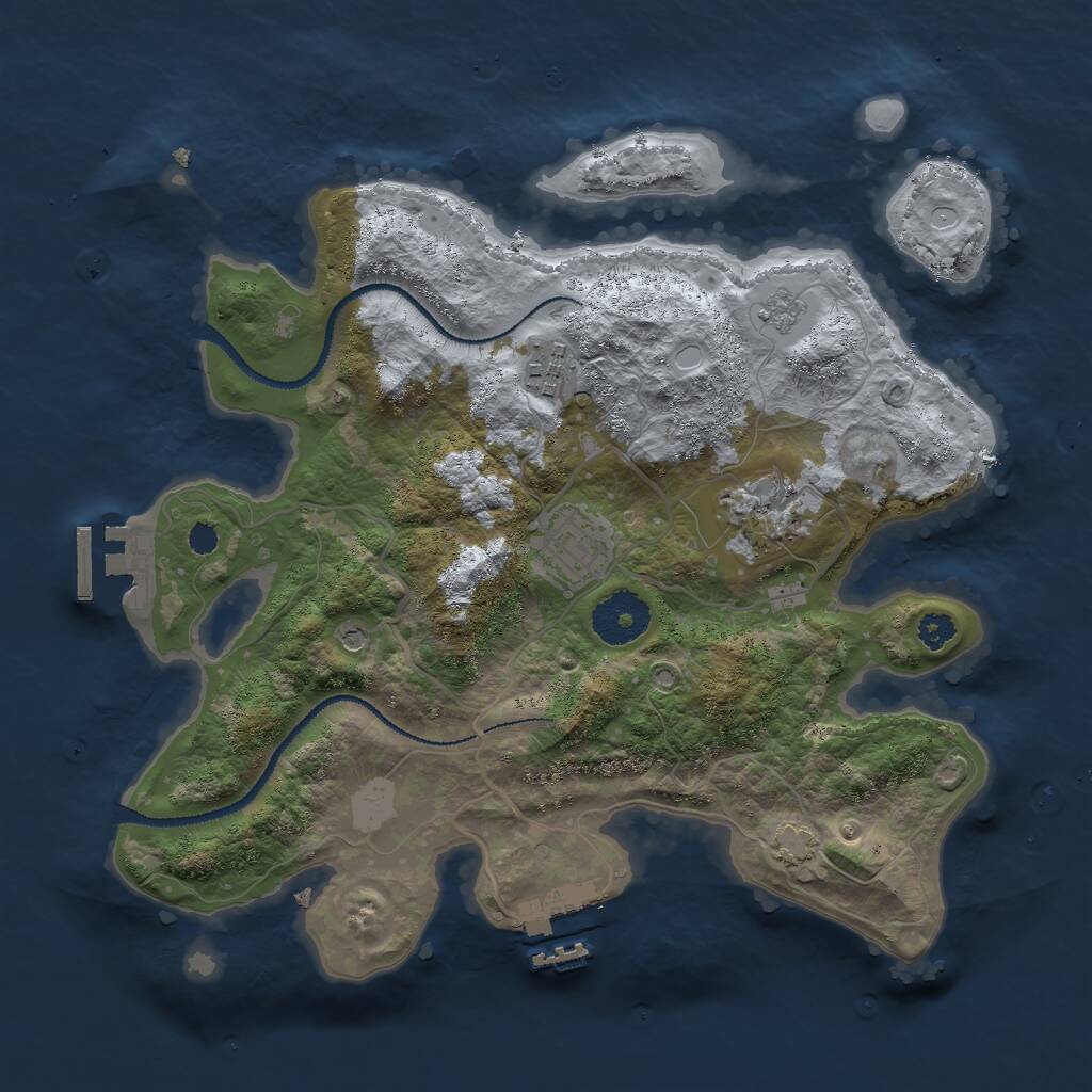 Rust Map: Procedural Map, Size: 3000, Seed: 78435, 9 Monuments