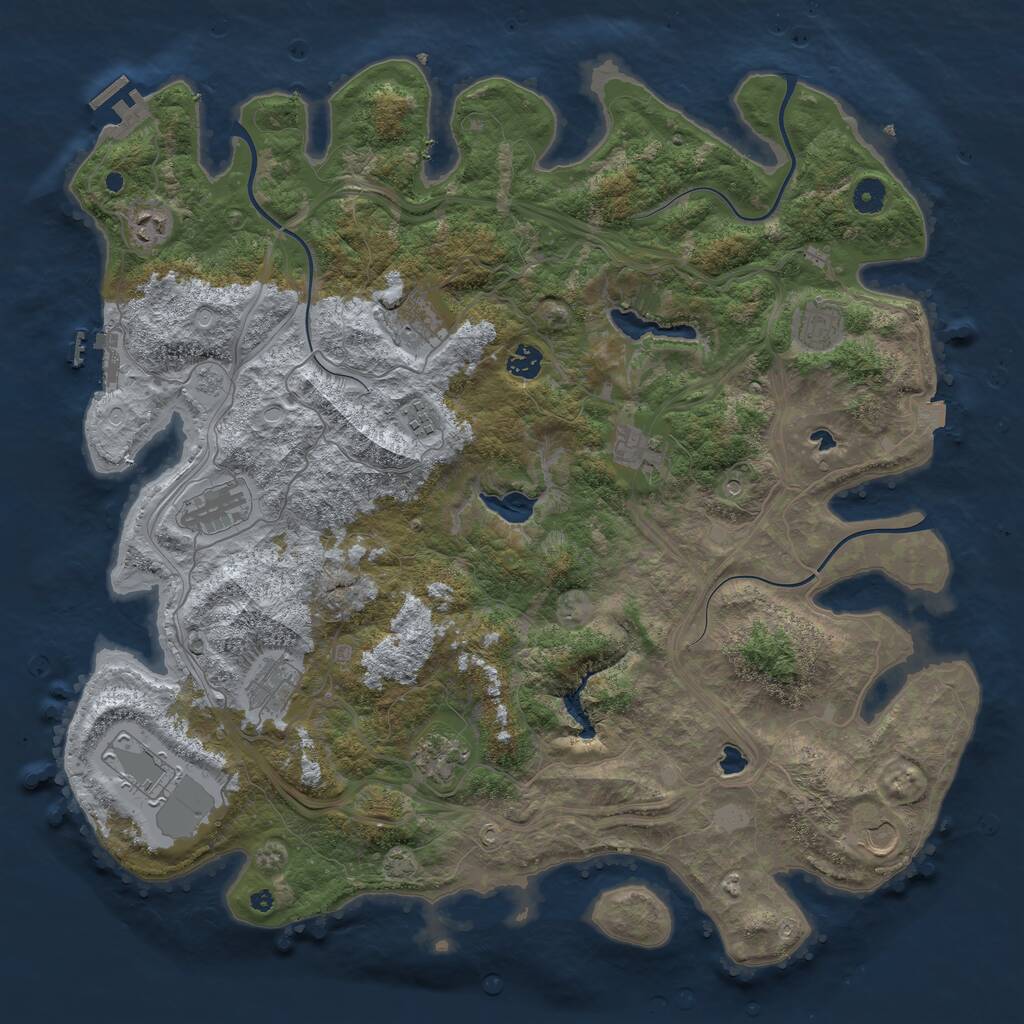 Rust Map: Procedural Map, Size: 4500, Seed: 1928948383, 17 Monuments