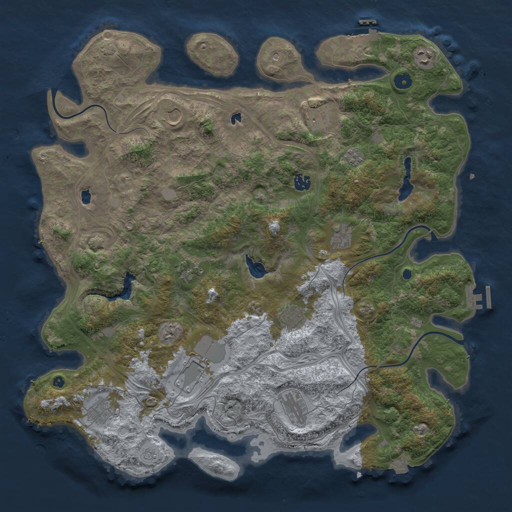 Rust Map: Procedural Map, Size: 4500, Seed: 207691467, 17 Monuments