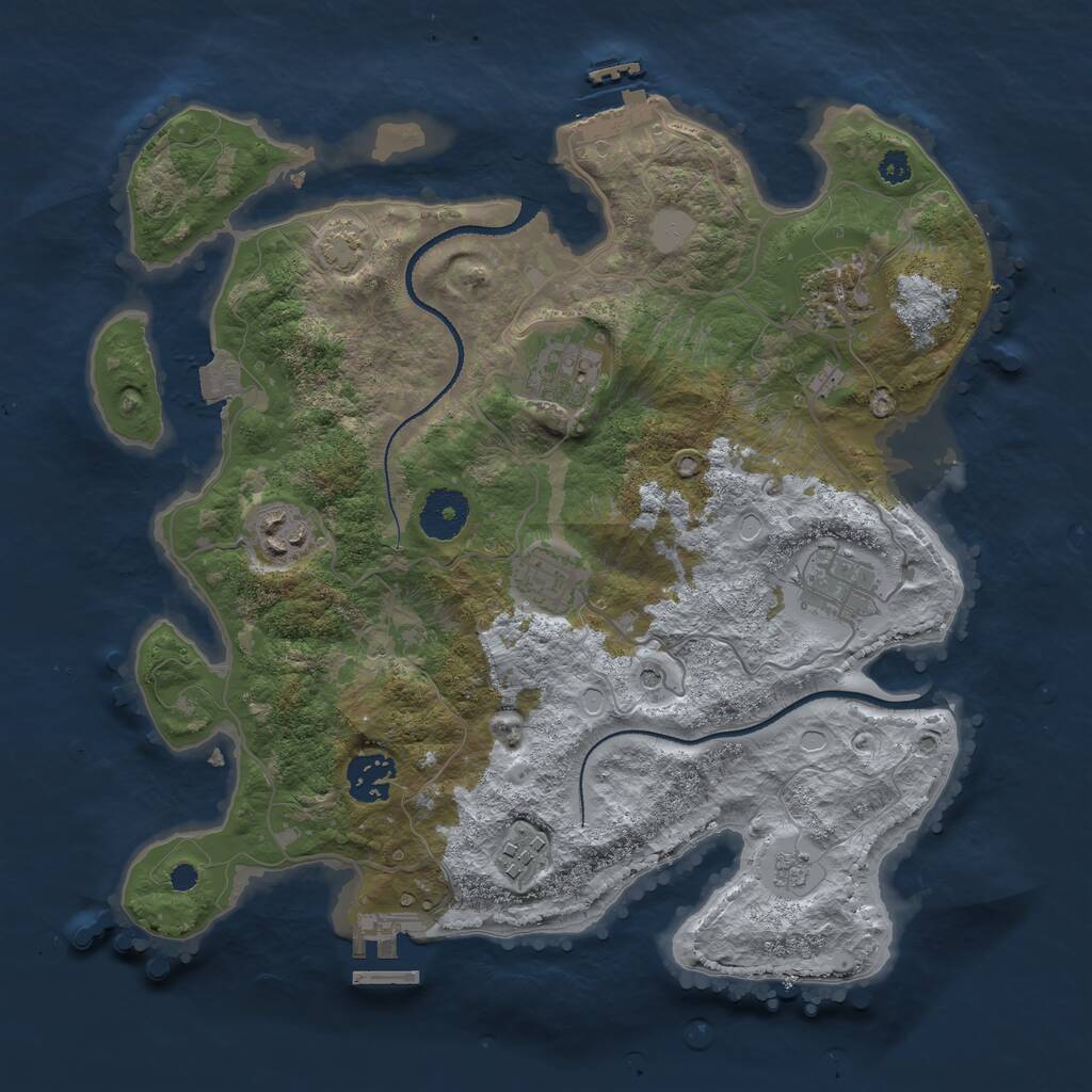 Rust Map: Procedural Map, Size: 3300, Seed: 7625569, 13 Monuments