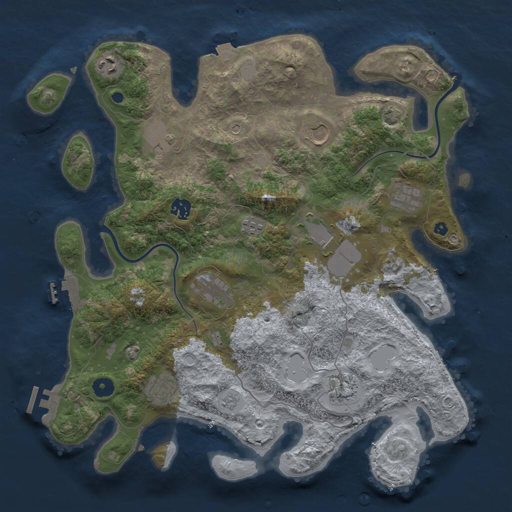 Rust Map: Procedural Map, Size: 3750, Seed: 759703120, 16 Monuments