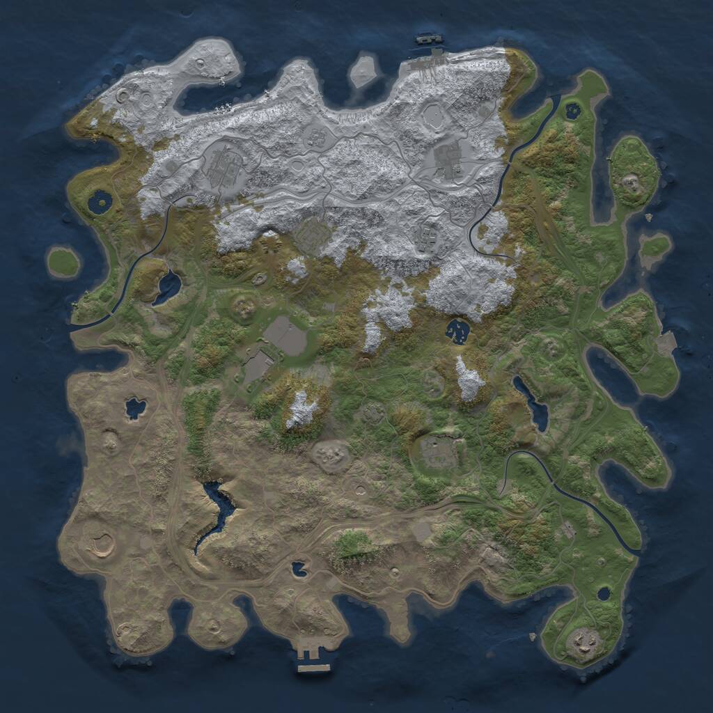 Rust Map: Procedural Map, Size: 4500, Seed: 1039463038, 15 Monuments