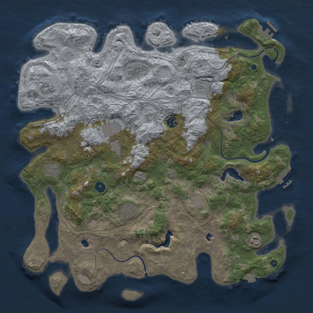 Rust Map: Procedural Map, Size: 4500, Seed: 39594151, 16 Monuments