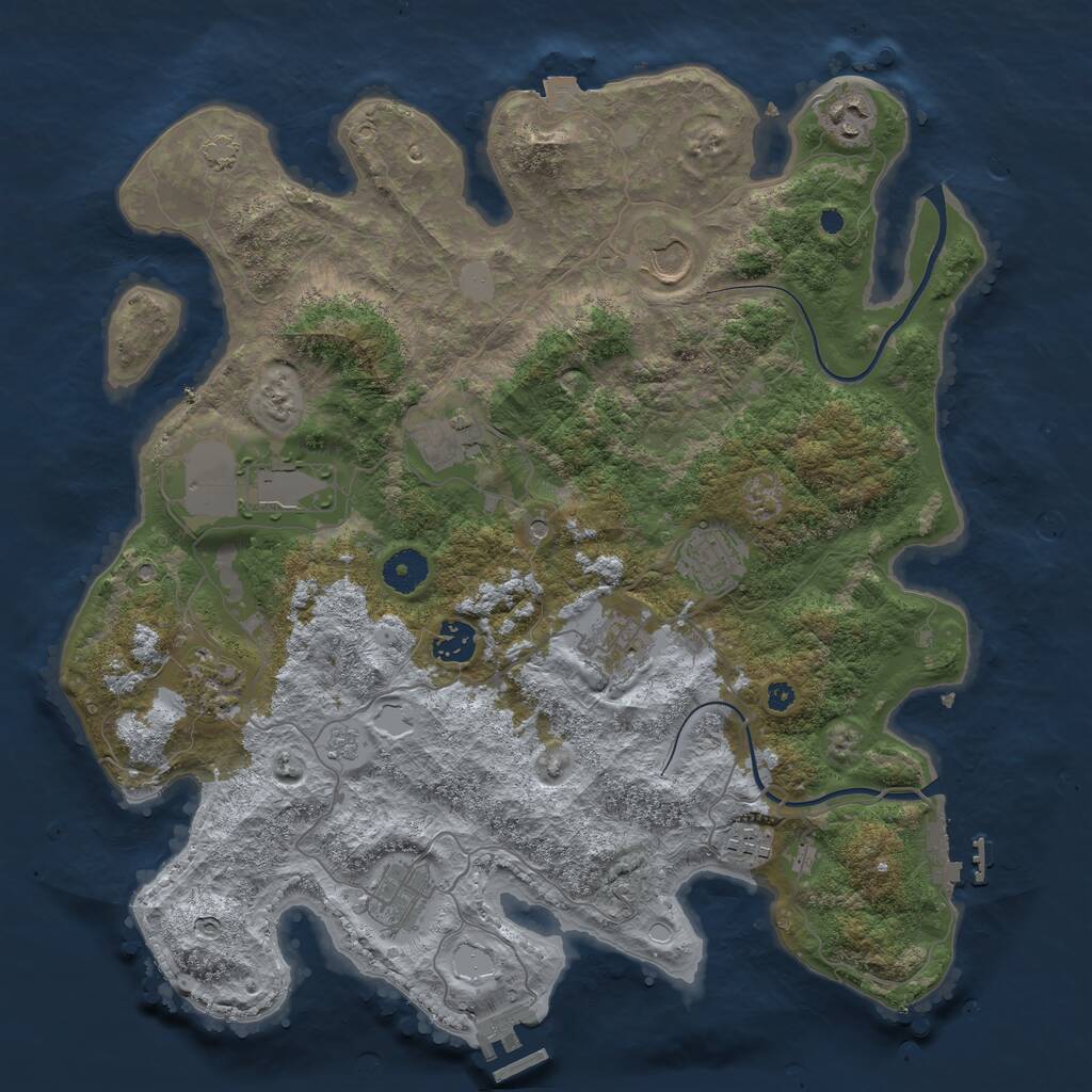 Rust Map: Procedural Map, Size: 3800, Seed: 12303677, 16 Monuments