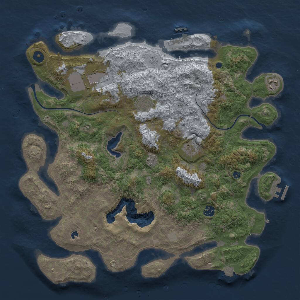 Rust Map: Procedural Map, Size: 4000, Seed: 623613902, 12 Monuments