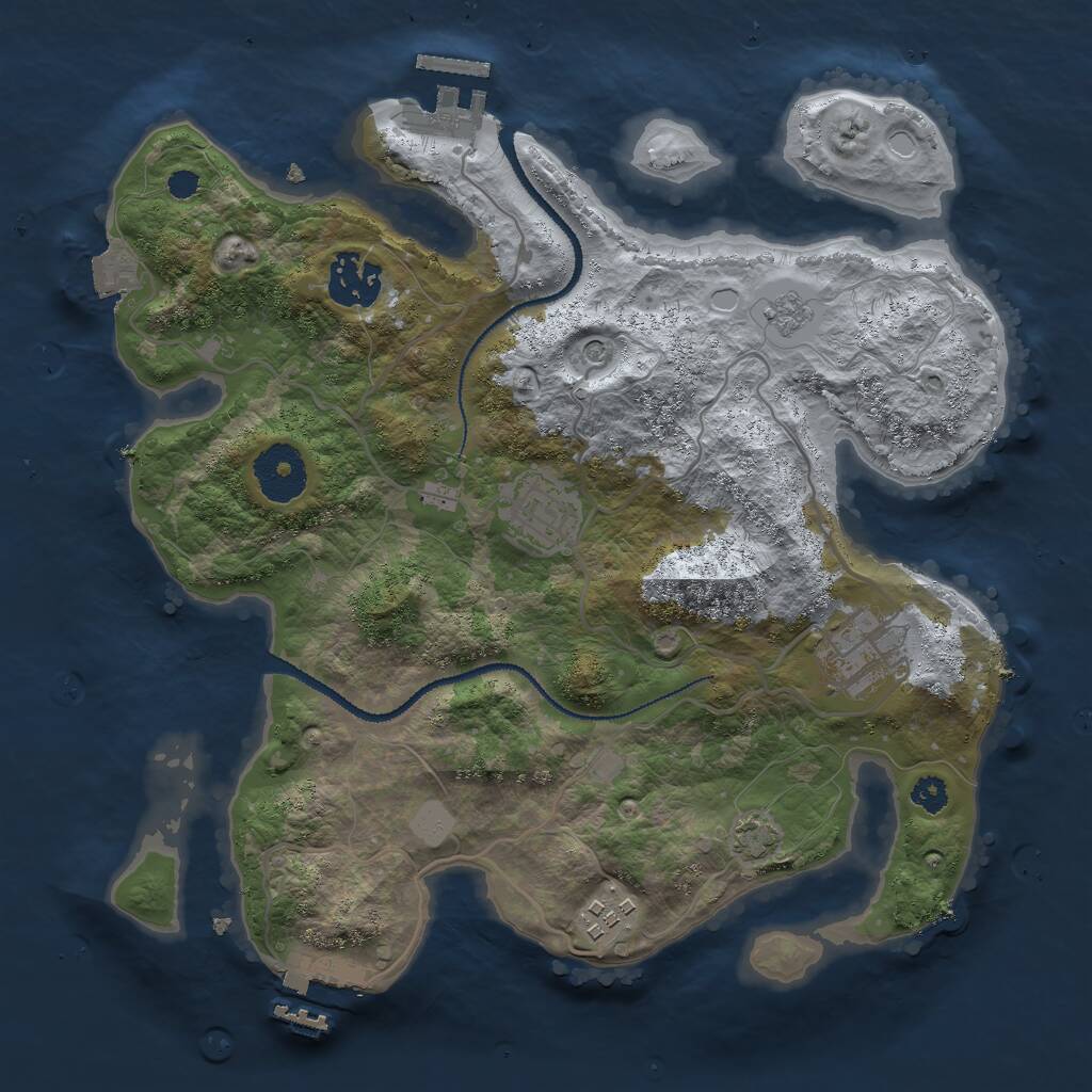Rust Map: Procedural Map, Size: 3000, Seed: 160828959, 10 Monuments