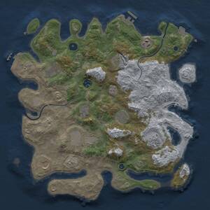 Thumbnail Rust Map: Procedural Map, Size: 3800, Seed: 436203649, 16 Monuments