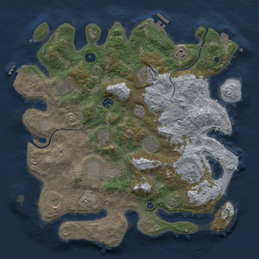 Rust Map: Procedural Map, Size: 3800, Seed: 436203649, 16 Monuments