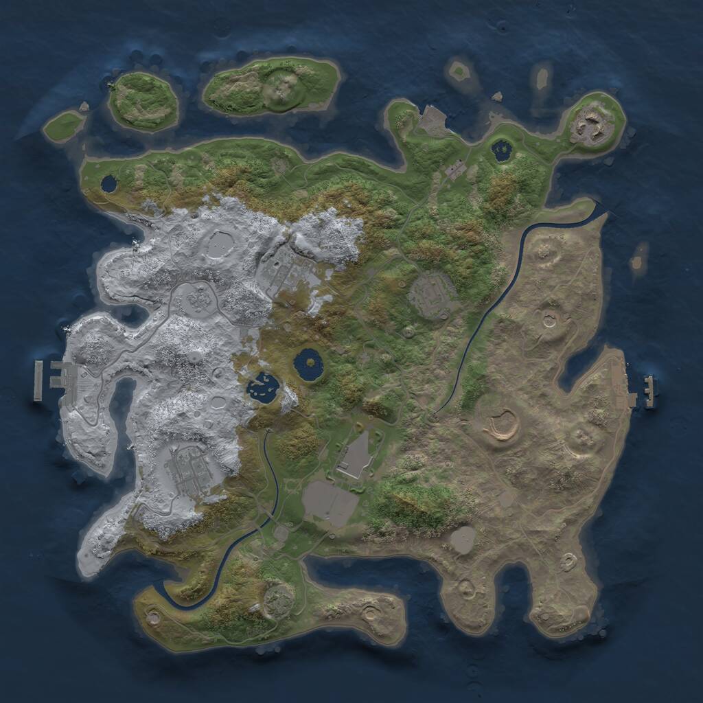 Rust Map: Procedural Map, Size: 3500, Seed: 1008674283, 13 Monuments