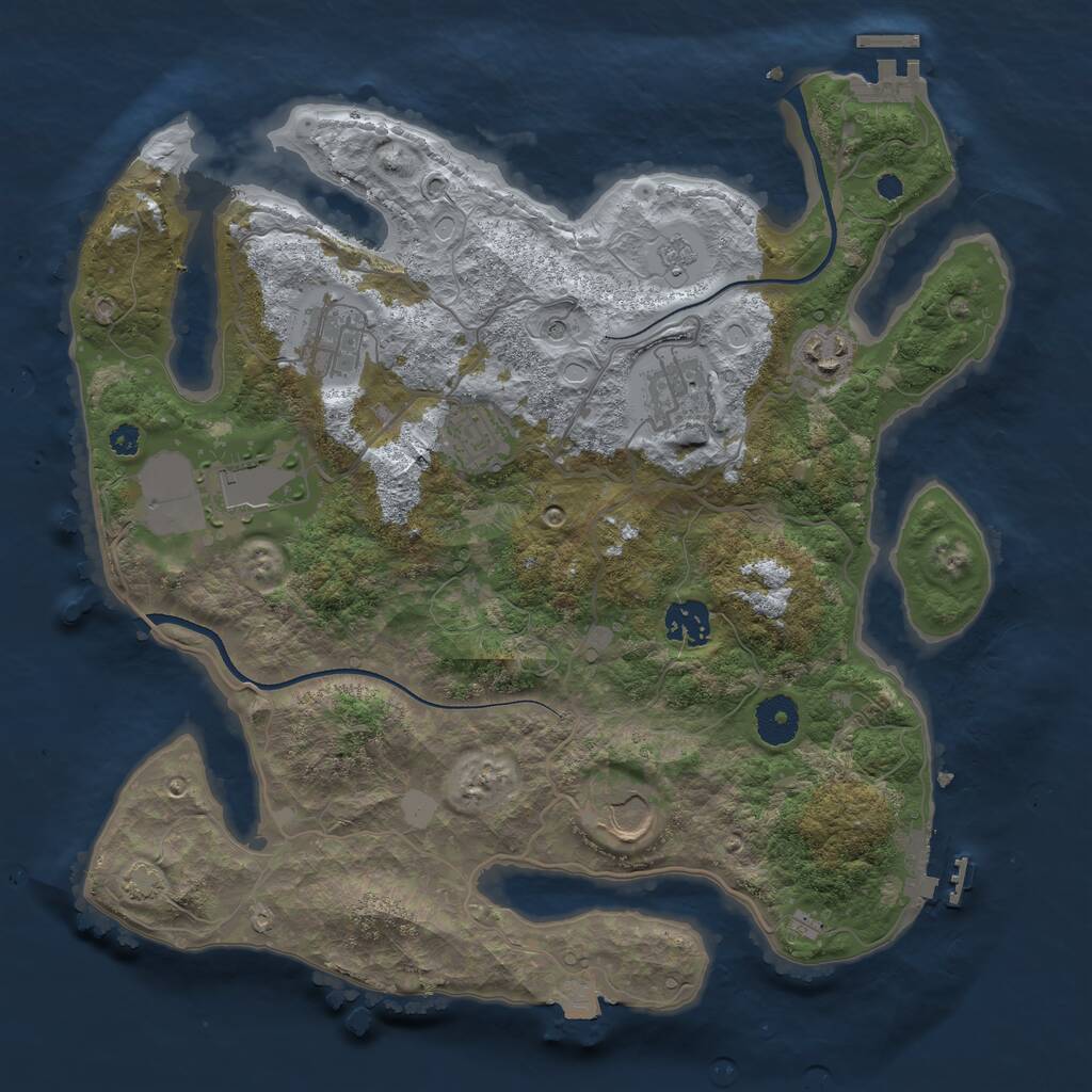 Rust Map: Procedural Map, Size: 3500, Seed: 948660537, 13 Monuments