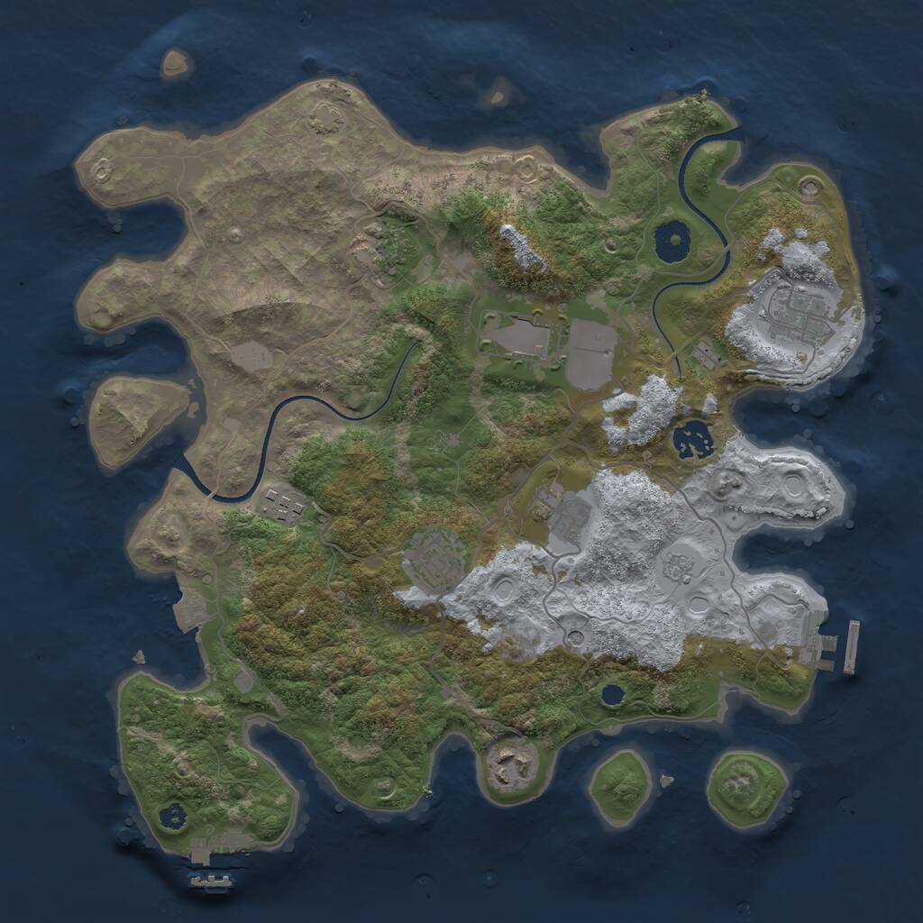 Rust Map: Procedural Map, Size: 3500, Seed: 951954899, 14 Monuments