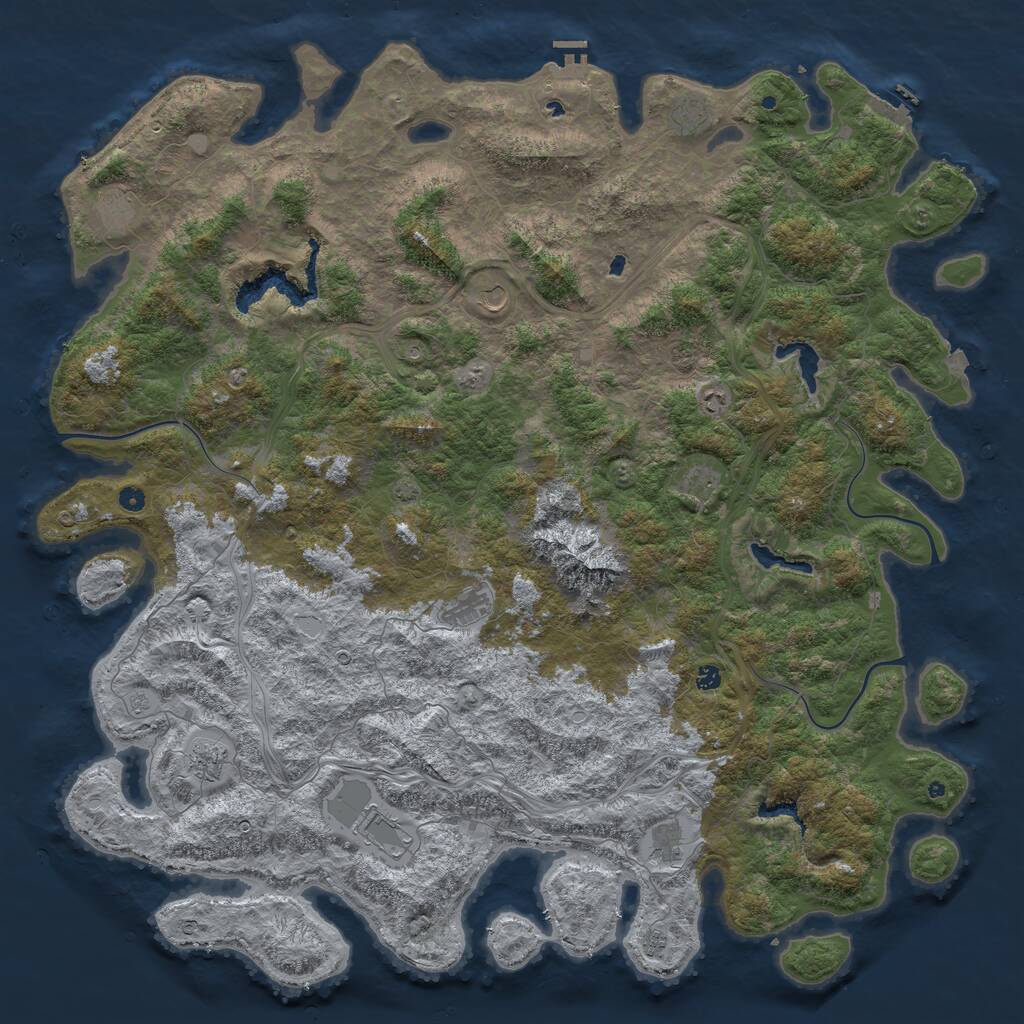 Rust Map: Procedural Map, Size: 6000, Seed: 1066319880, 17 Monuments