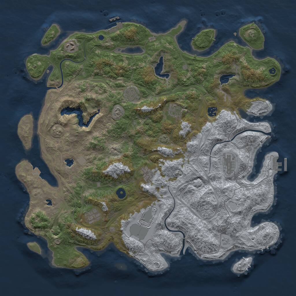 Rust Map: Procedural Map, Size: 4500, Seed: 32110696, 14 Monuments