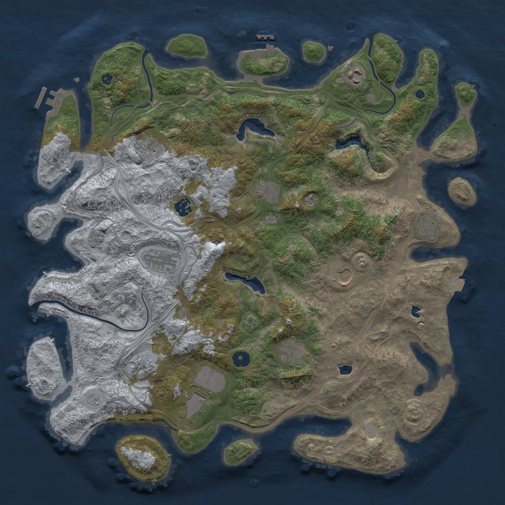 Rust Map: Procedural Map, Size: 4500, Seed: 23385408, 17 Monuments