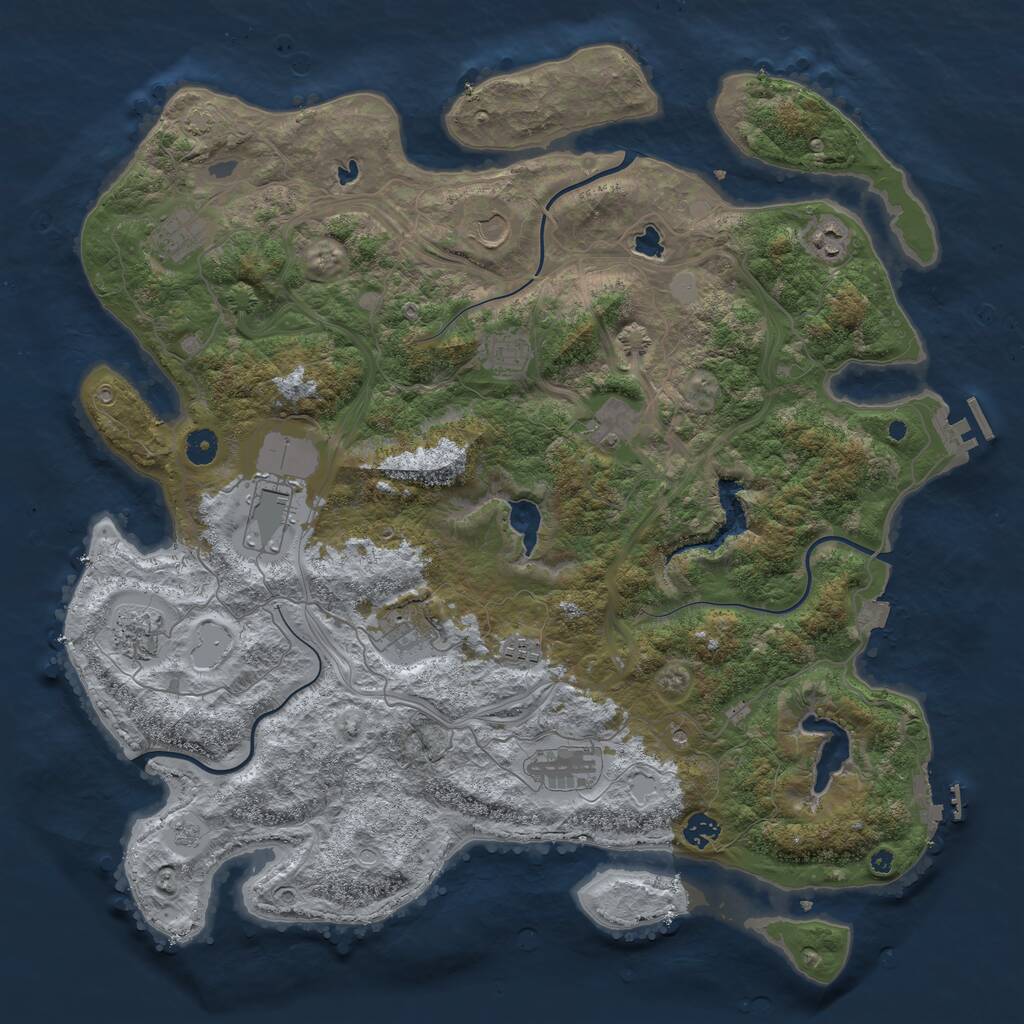 Rust Map: Procedural Map, Size: 4500, Seed: 328614135, 17 Monuments