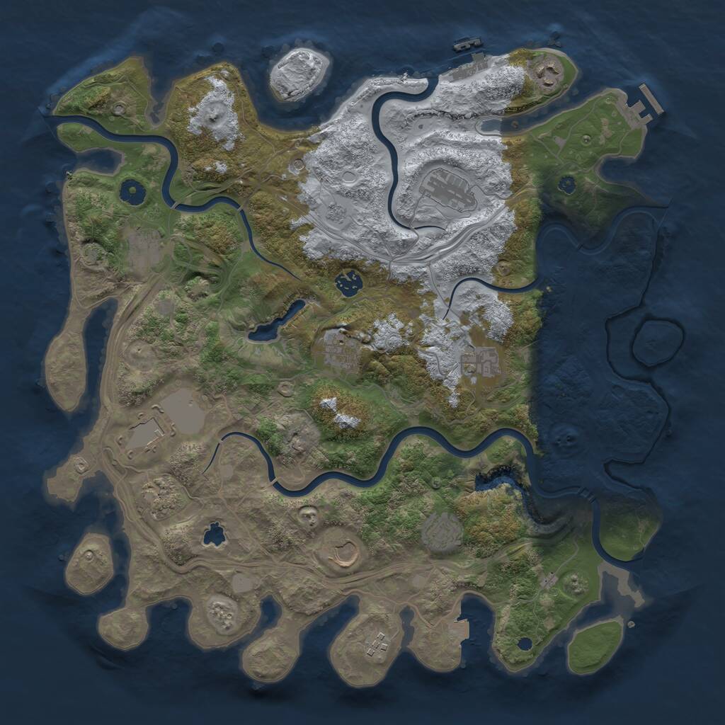Rust Map: Procedural Map, Size: 4250, Seed: 1074668987, 17 Monuments