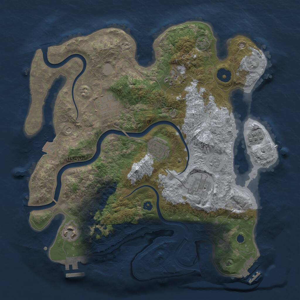 Rust Map: Procedural Map, Size: 3200, Seed: 861951040, 12 Monuments