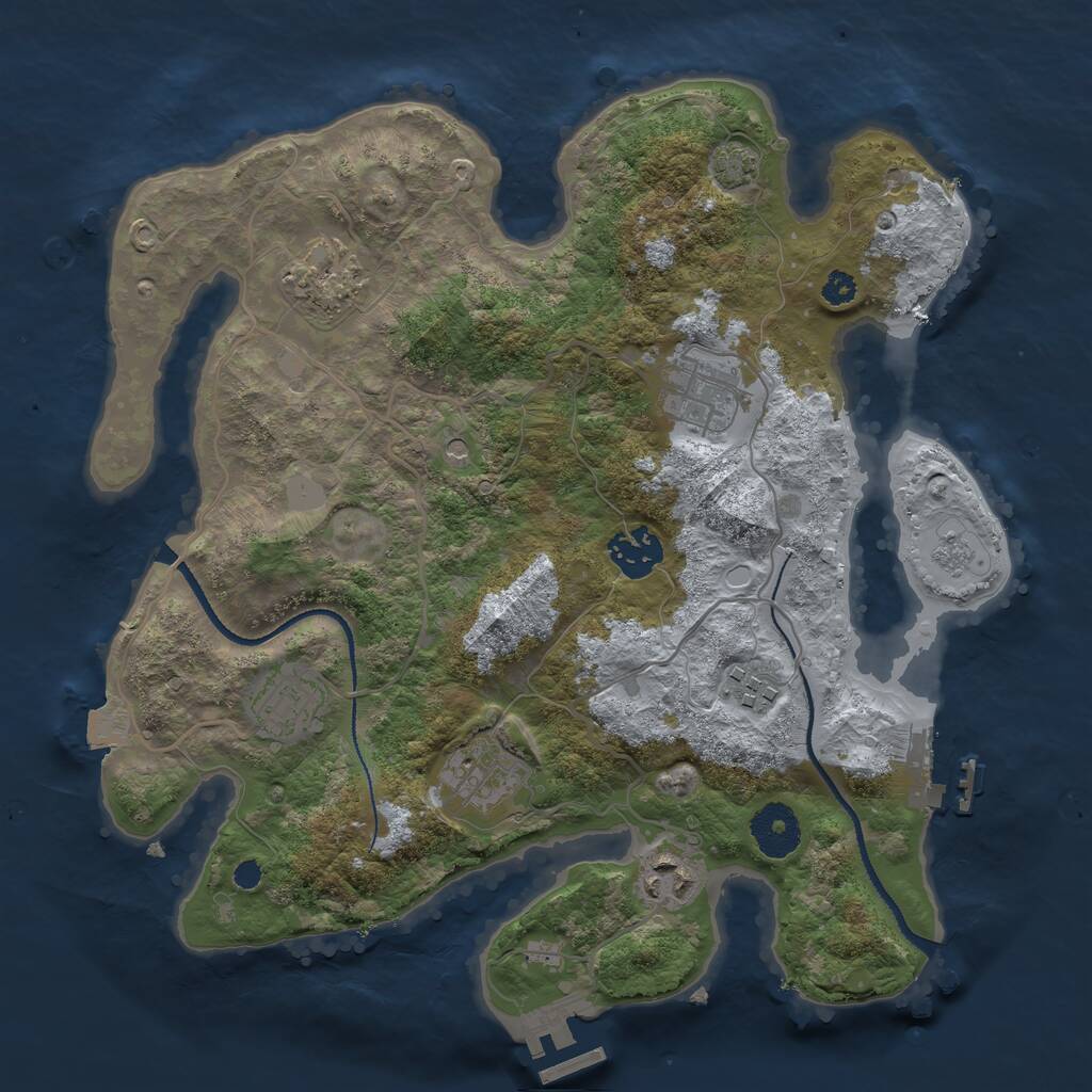 Rust Map: Procedural Map, Size: 3200, Seed: 861951040, 13 Monuments