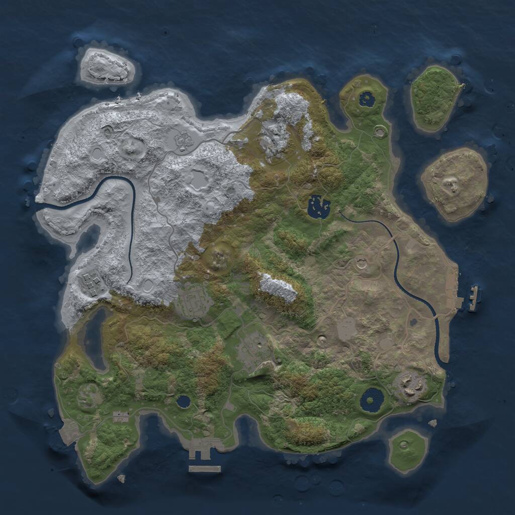 Rust Map: Procedural Map, Size: 3250, Seed: 754929464, 11 Monuments